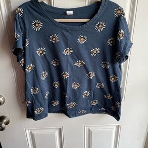 Floral Print Crop Top in Blue